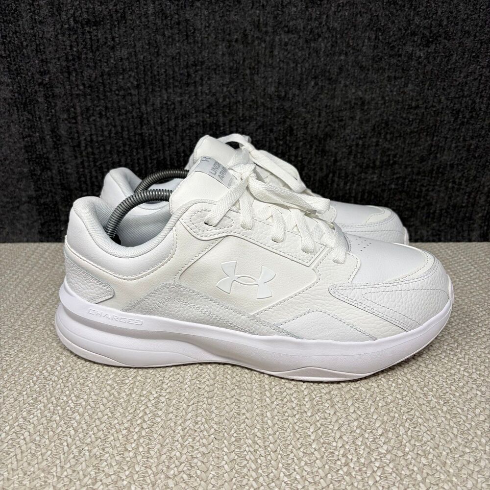 NEW Under Armour Charged Edge Leather White Athletic Shoes Men’s 10 3028602-100